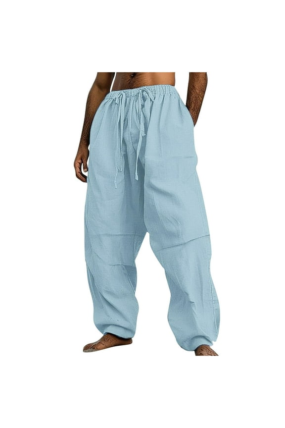 Pants for Men Men's Fashion Drawstring Elastic Waist Solid Color Casual Length Pants