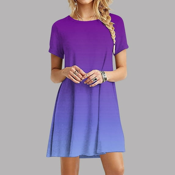 CaiJunJia Plus Size Summer Dresses for Women Casual T Shirt Dress Short Sleeve Swing Dresses with Pockets