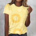 thumbnail image 1 of CaiJunJia Plus Size Tops for Women Pleated T Shirts for Women Summer Flower Tunic Tops Crew Neck Short Sleeve Cotton Blend Blouse, 1 of 4