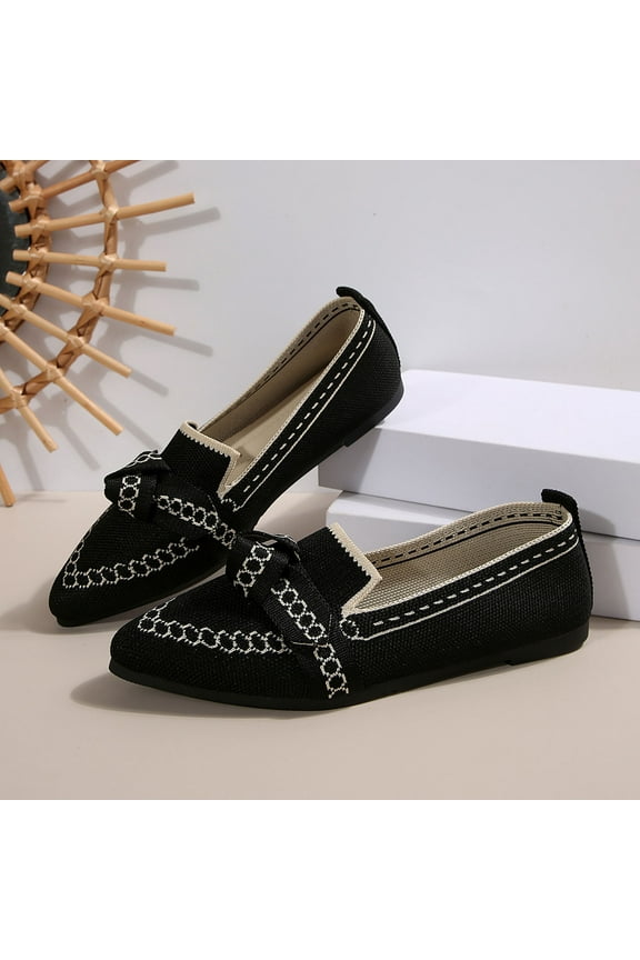 Pointed Toe Flats for Women Ballet Flats Comfortable Dressy Knit Lightweight Casual for Work Office Womens Flats