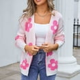 thumbnail image 1 of CaiJunJia Sweaters for Women No Boundaries Fall Winter Women's Casual Cardigan Sweaters Flower Lightweight Coat Round Neck Knitted Button Down Cardigans, 1 of 6