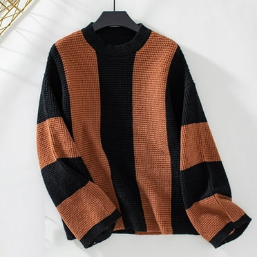 CaiJunJia Sweaters for Women Plus Size 2024,Women's Colorblock Bell Sleeve Mock Neck Knit Sweater Pullover Top