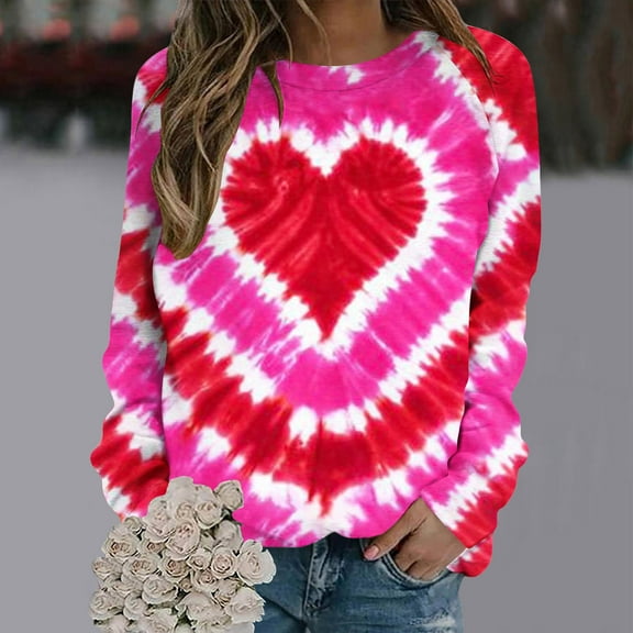 CaiJunJia Sweatshirts , Fall Oversized Sweatshirt for Women Crewneck Fleece Long Sleeve Pullover Hoodies Tops Winter Tie dye Sweat Shirts