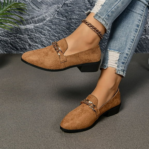 CaiJunJia Women's Classic Flat Suede Loafer Business Casual Slip On Work Shoes