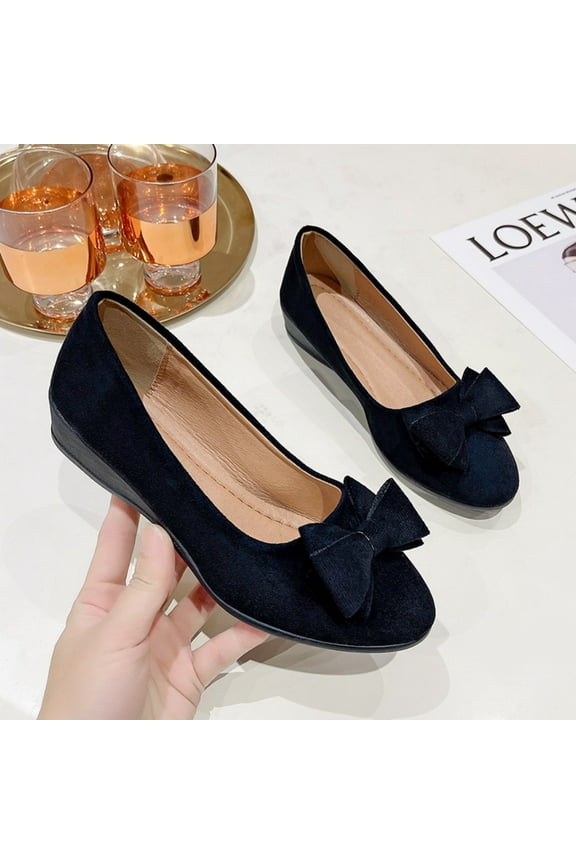 Women's Flats Shoes Dress Shoes Round Toe Ballet Flats Comfortable Crochet Bow Tie Flats Low Heel