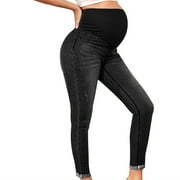 CAIJUNJIA Women's Maternity Skinny Jeans Mid-Rise Stretchy Denim Pants for Pregnancy and Postpartum