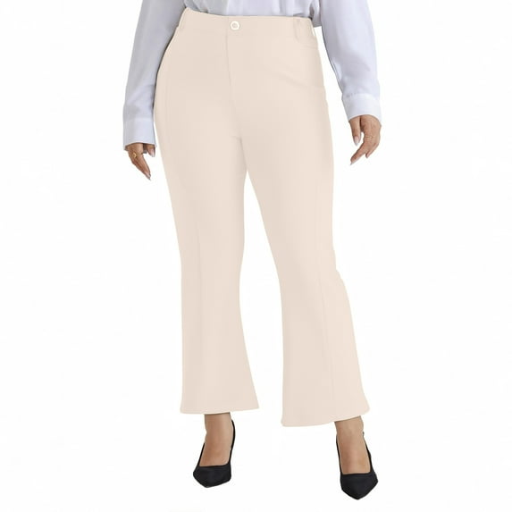 CaiJunJia Women's Plus Size Dress Pants,Slimming Panel Stretch Business Casual Formal Pants with Pockets