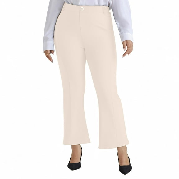 CaiJunJia Women's Plus Size Dress Pants,Slimming Panel Stretch Business Casual Formal Pants with Pockets