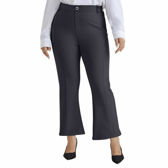 CaiJunJia Women's Plus Size Dress Pants,Slimming Panel Stretch Business Casual Formal Pants with Pockets