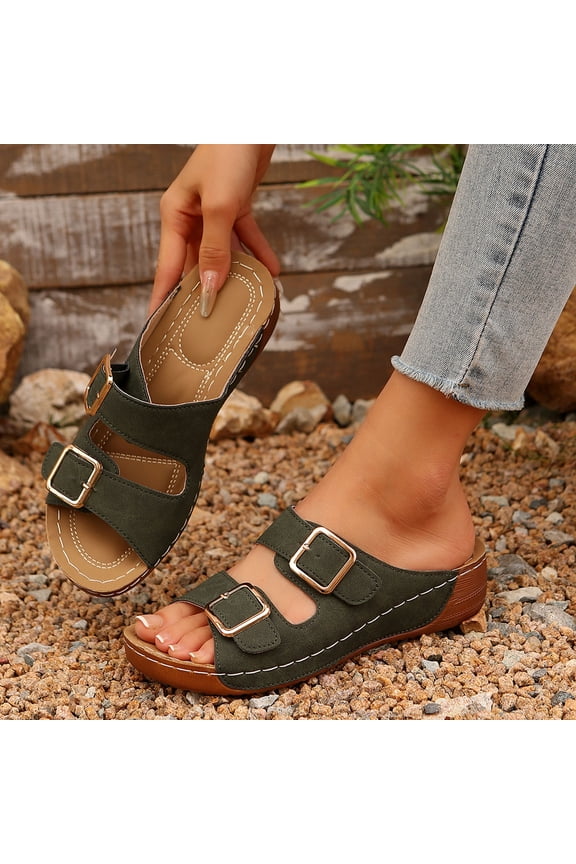 Women's Sandals - Comfortable Smart Foam Footbed, Slip-On Slides for Summer Wear,Adjustable Fit and Durable Non-Slip Sole