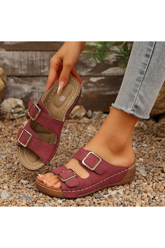 Women's Sandals - Comfortable Smart Foam Footbed, Slip-On Slides for Summer Wear,Adjustable Fit and Durable Non-Slip Sole