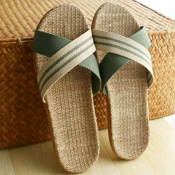 CaiJunJia Women's Sandals Summer Linen Weaving Beach Slippers Skidproof Vacation Cute Beach Straw Raffia Sandals