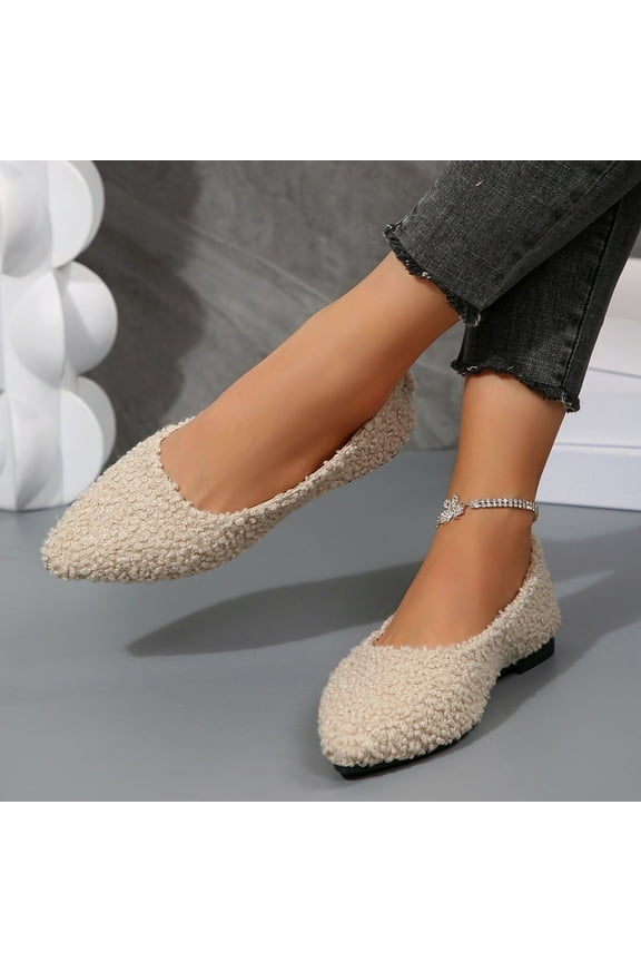 Womens Flats Shoes Comfortable Suede Pointed Toe Slip On Casual Ballet Flats Dress Shoes Nude Flats