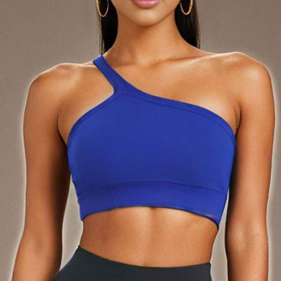 CaiJunJia Womens One Shoulder Sports Bra Sleeveless One Strap Low Impact Asymmetrical Workout Yoga Tops