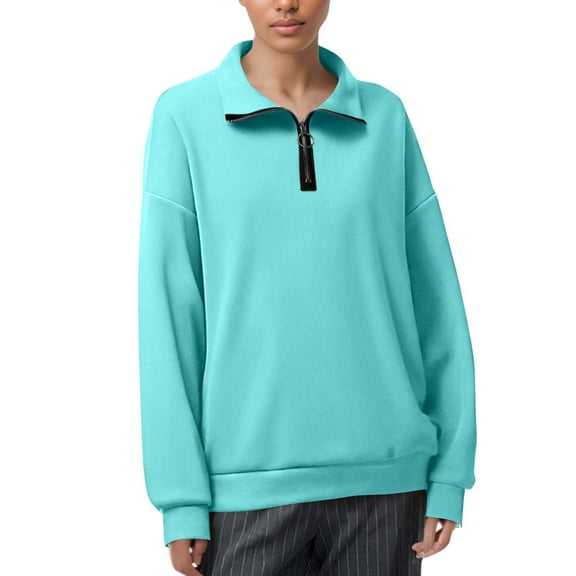 CaiJunJia Womens Oversized Half Zip Sweatshirts 2024 Fall Long Sleeve Soft Pullover Hoodies