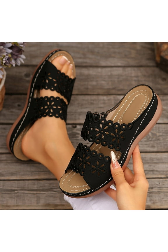 Womens Sandals, Platform Sandals Women Comfortable Wide Width Summer Vacation Beach Sandals Slides for Women