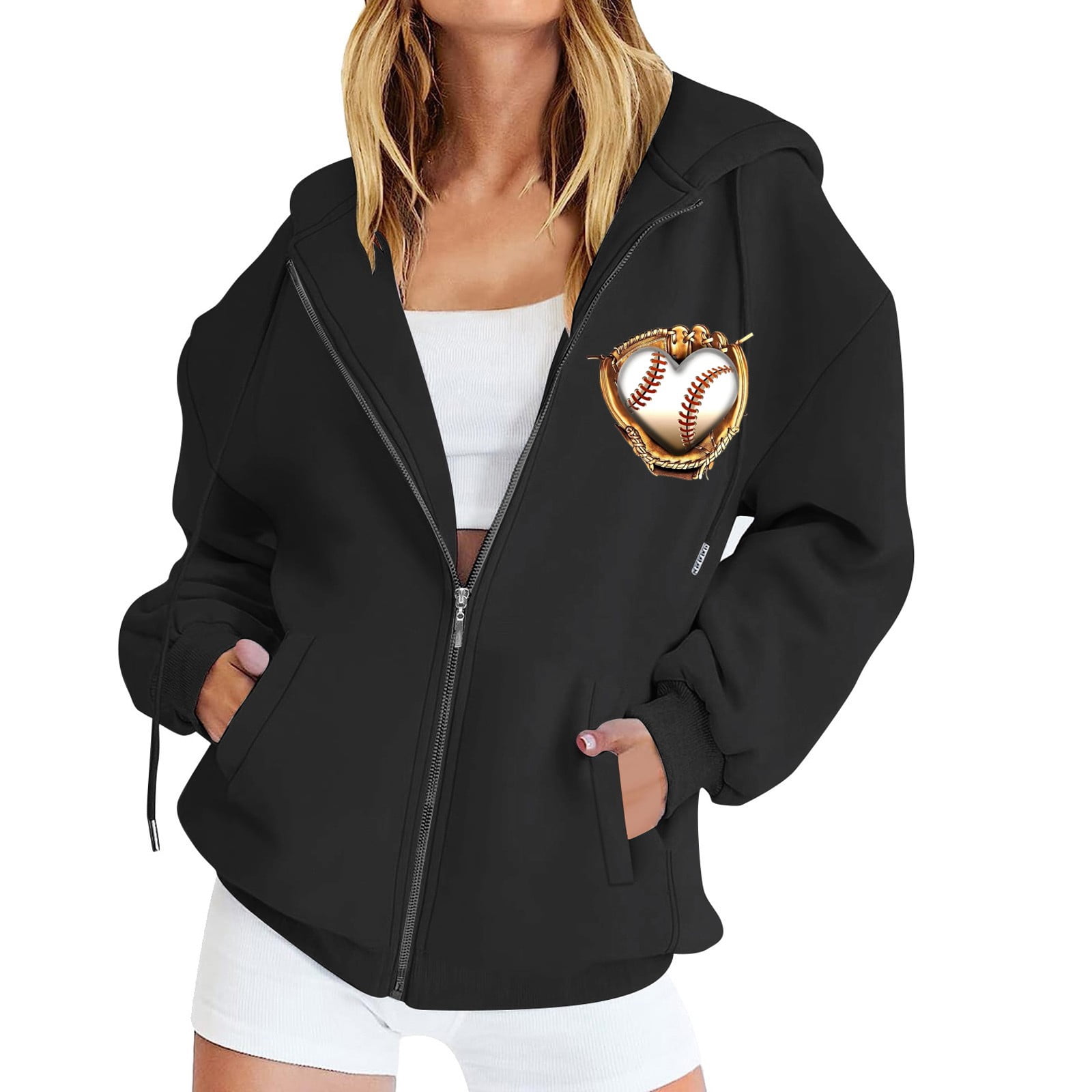 CaiJunJia No Boundaries Zip Up Sweatshirts Hoodie,Women's Oversized