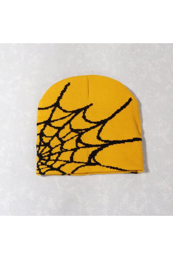 Y2K Gothic Spider Pattern Knitted Hat Winter Warm Acrylic Knitted Beanie for Men Women Beanie