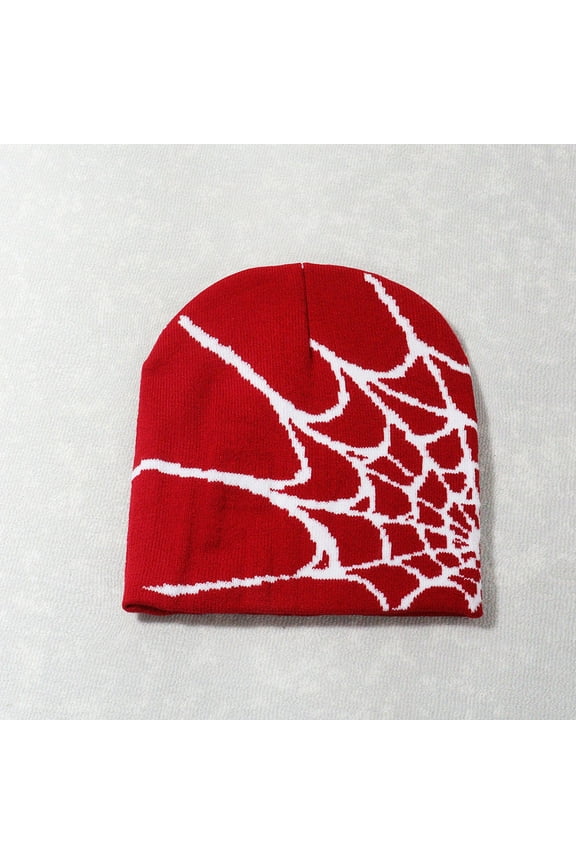 Y2K Gothic Spider Pattern Wool Acrylic Knitted Hat Women Beanie Winter Warm Beanies Men Casual Skullies Outdoor
