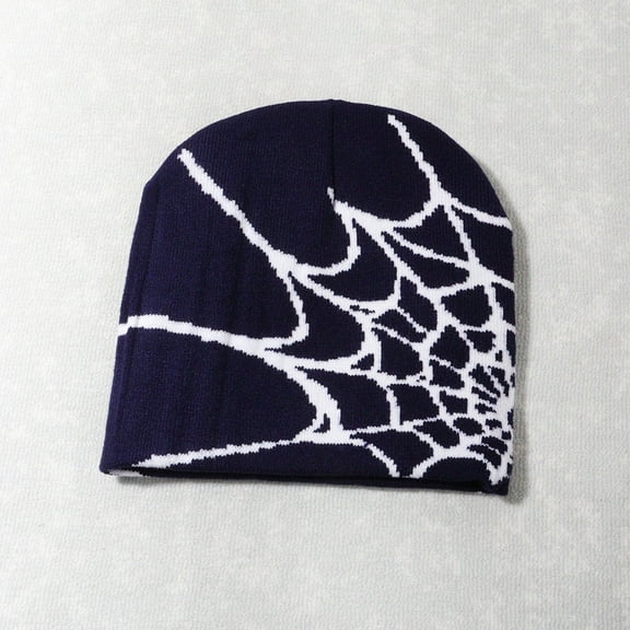 CaiJunJia Y2K Gothic Spider Pattern Wool Acrylic Knitted Hat Women Beanie Winter Warm Beanies Men Casual Skullies Outdoor