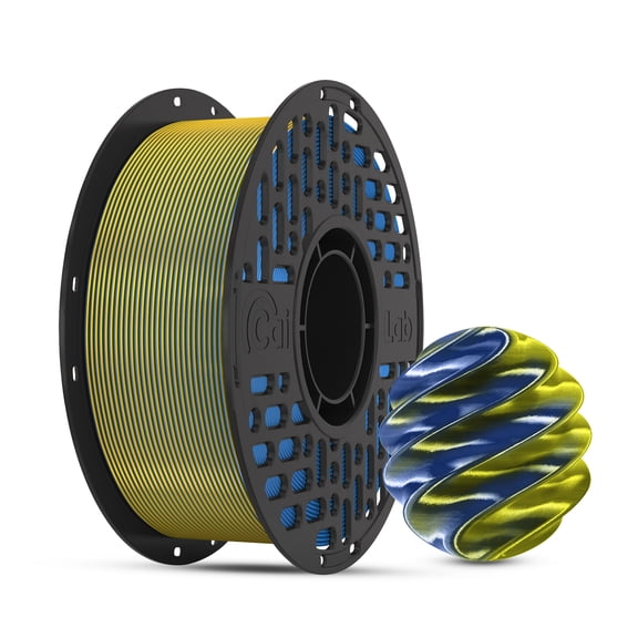 Cailab PLA Silk Dual-Color 3D Printer Filament, 2 Colors Changing, 2.2lbs(1KG) Spool, for FDM 3D Printer, Blue & Gold