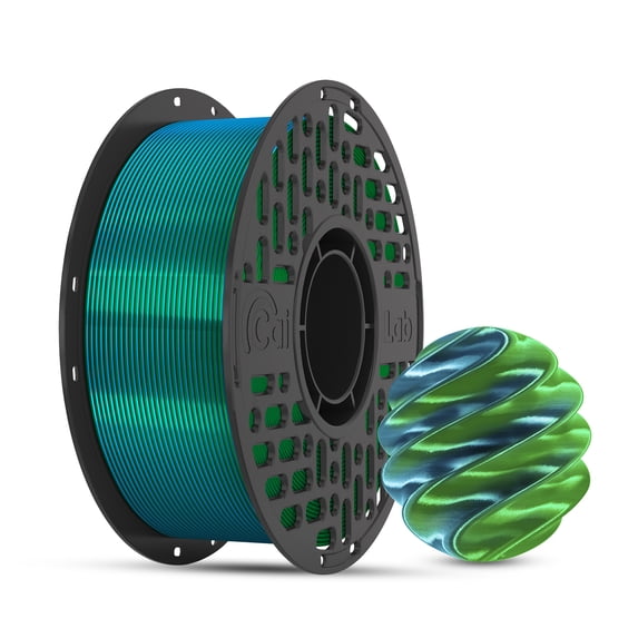 CaiLab PLA Silk Dual-Color 3D Printer Filament 1.75mm diameter Accuracy +/- 0.02mm for FDM 3D Printer Color-Changing 2 colors Printing Materials 2.2lbs(1KG) Spool blue green