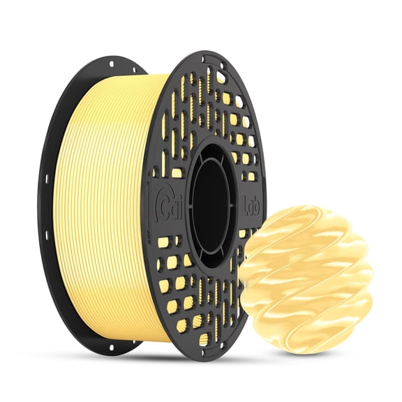 CaiLab PLA Silk High-Gloss Finish 3D Printer Filaments, 2.2lb(1KG) Spool, for FDM 3D Printing,Cream Yellow