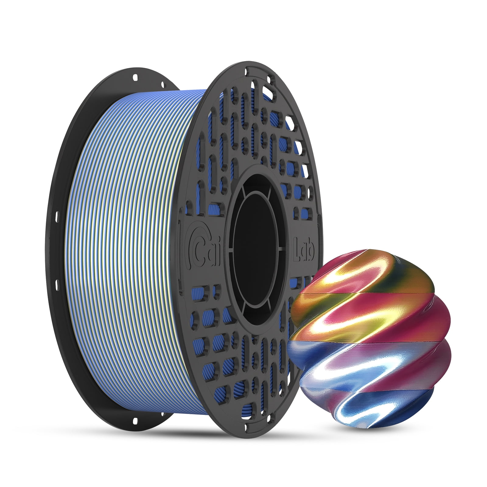 CaiLab PLA Silk Quad Color 3D Printer Filament, 4-Color Gradient, 1.75mm, 1KG (2.2 lb) Spool,Royal Mirage