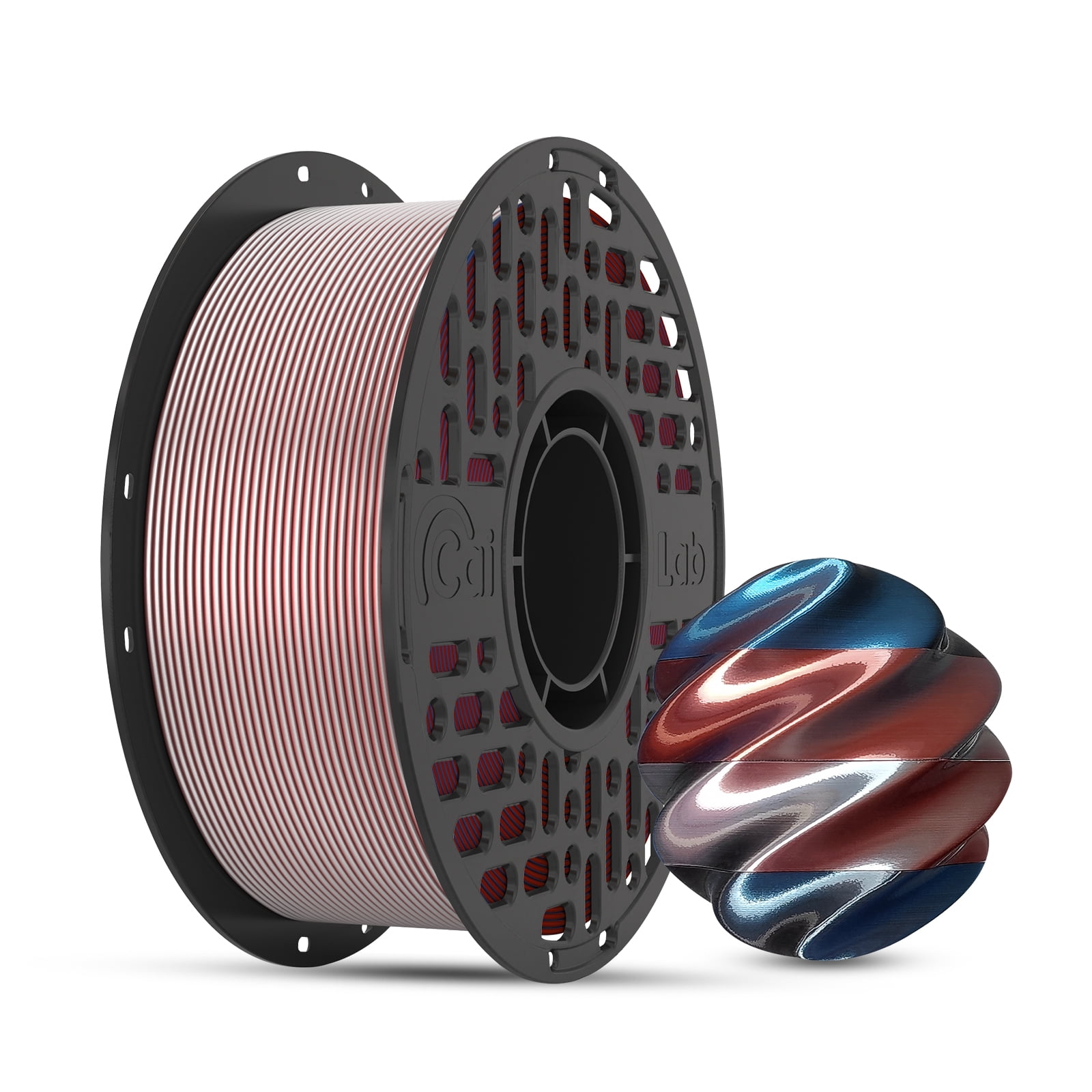 CaiLab PLA Silk Quad Color 3D Printer Filament, 4-Color Gradient, 1.75mm, 1KG (2.2 lb) Spool,Steampunk