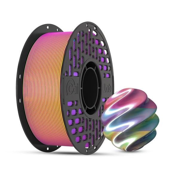 CaiLab Tri-Color PLA Silk 3D Printer Filament, 1.75mm, for Bambu FDM Printing, 2.2lbs(1KG) Spool,Tristle&Sage&Grape