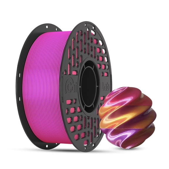 CaiLab Tri-Color PLA Silk 3D Printer Filament, 1.75mm, for Bambu FDM Printing, 2.2lbs(1KG) Spool,Red&Gold&Purple