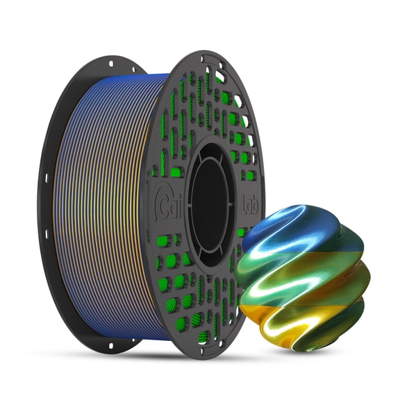 CaiLab Tri-Color PLA Silk 3D Printer Filament, 1.75mm, for Bambu FDM Printing, 2.2lbs(1KG) Spool,Turquoise&Teal&Amber