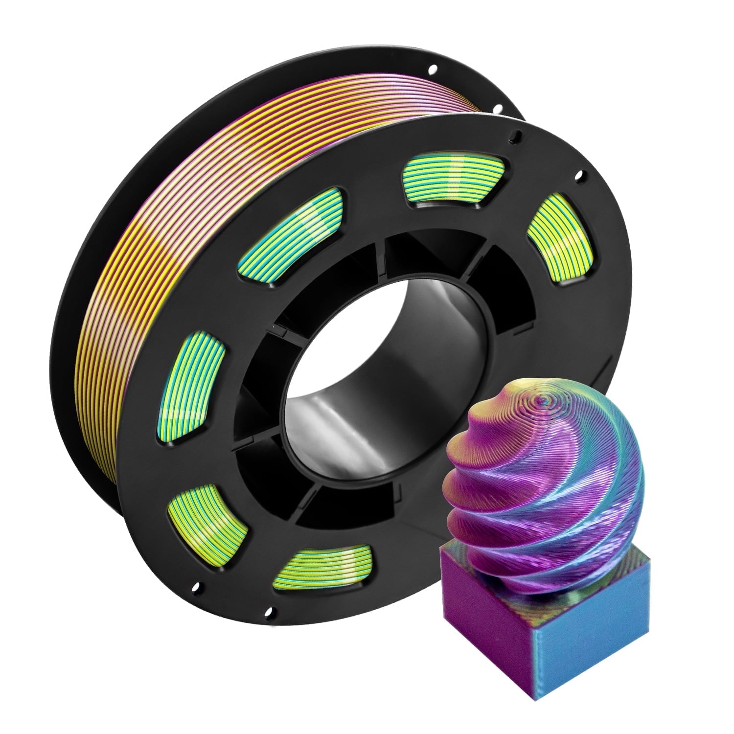 CaiLab Tri-Color PLA Silk 3D Printer Filament, 3 Colors Changing, 7 ...