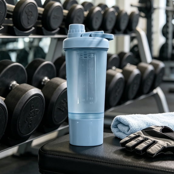 CaiTeLin 20 Oz Handheld Fitness Shaker Cup, Protein Powder Mixing Water Bottle, Sports Water Cup With Mixer Ball for Gym, Workout, Outdoor, Travel