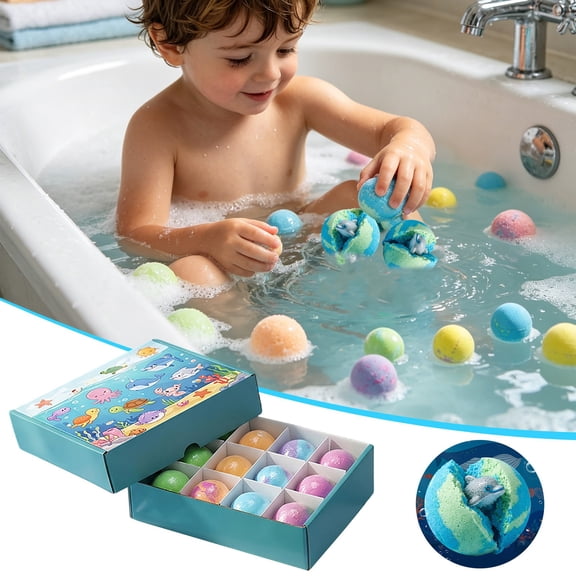 CaiTeLin Bath Balls 2.1 oz x 12pcs, Fizzy Toy for Bath Time, Colorful Dissolving Balls for Tub, Home, Bathroom, Daily Relaxation, Spa, Fun, Gift, Party, Seasonal, Decor, Aroma, Skin, Care
