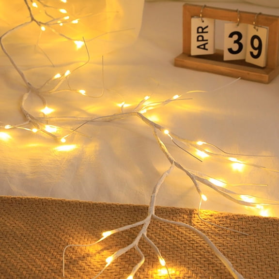 CaiTeLin Birch LED Lights, Simulation Birch Branches, Rattan Design, for Christmas, Wedding, Holiday Decoration, Home Decor, Festive Lighting, White