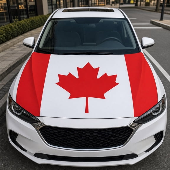 CaiTeLin Canada Flag Car Hood Flag, Stretchable Cover For Canada Day, Parades Tailgates Sports Events for Vehicle, Home, Outdoor, Holiday Seasonal Display and Celebration