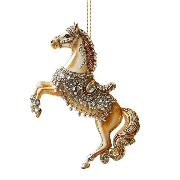 Elainilye Christmas Horse Ornament, 3 Inch Acrylic Animal, Festive Tree Hanger, Holiday Decoration, For Home Decor and Gift Exchange, B