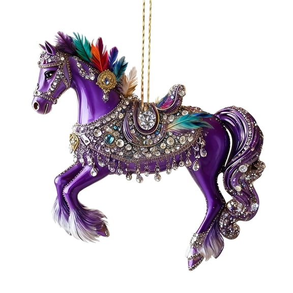Elainilye Christmas Horse Ornament, 3 Inch Acrylic Animal, Festive Tree Hanger, Holiday Decoration, For Home Decor and Gift Exchange, L