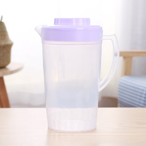 CaiTeLin Clear Plastic Pitcher with Lid for Cold Beverages Drinks, 2 Quart Water Jug for Iced Tea Lemonade, Juice Milk Server Container for Kitchen Dining, Outdoor BBQ Party, Picnic