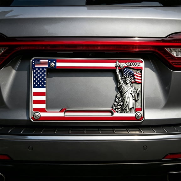 CaiTeLin Commemorative License Frame, Patriotic Car Plate USA Flag Holder, Auto Accessory For Vehicle Exterior Independence Day Display Indoor Outdoor Use Home Decoration Supply