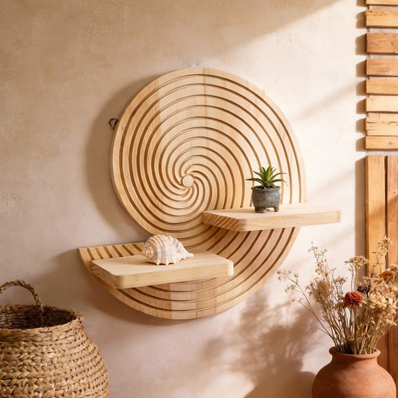 CaiTeLin Creative Irregularly Shaped Wall Mounted Plant Rack, Wooden Shelving Unit Home Decor, For Living Room Bedroom Indoor Display, Kitchen