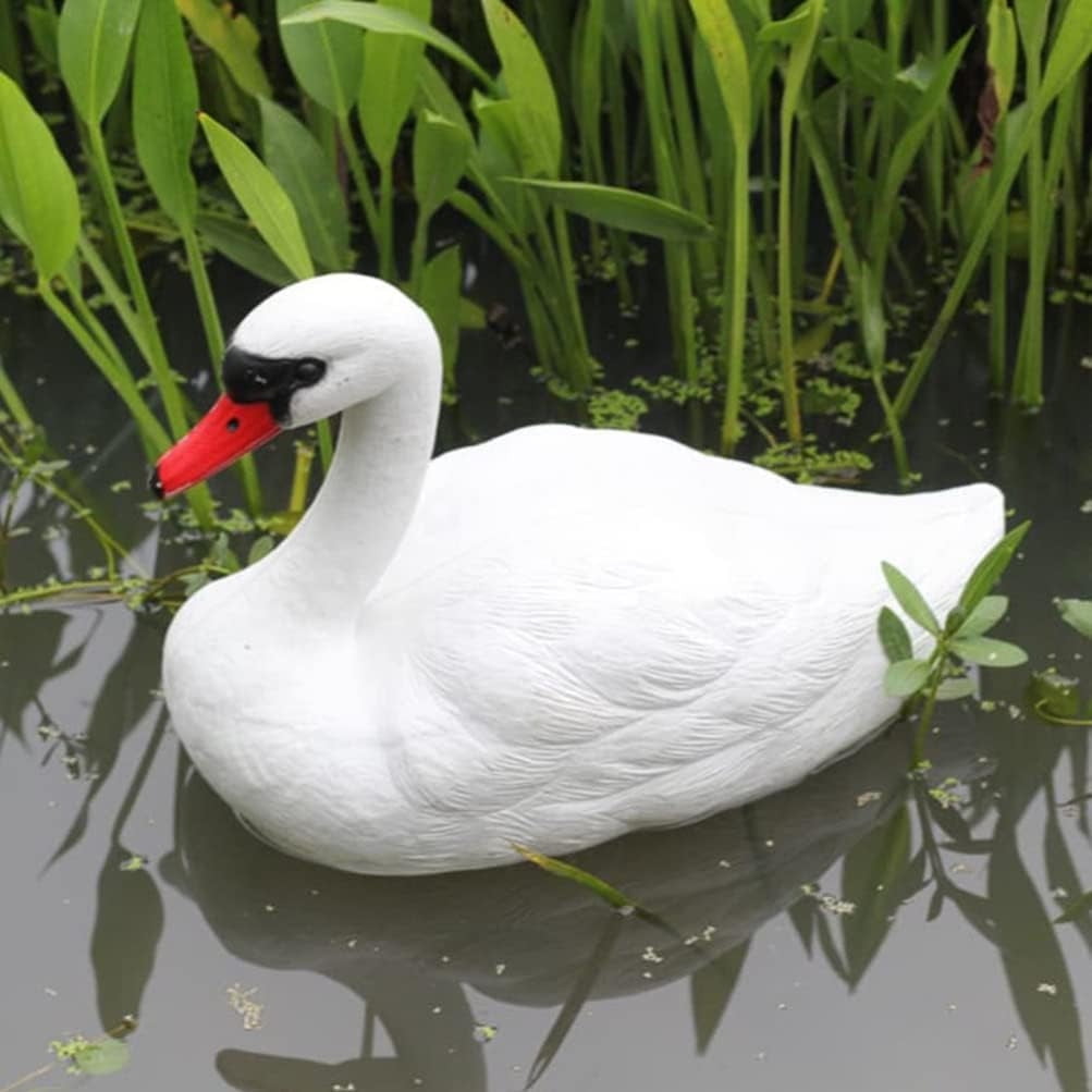 CaiTeLin Decoys for Geese Deterrent for Pool Floating Swan for Pool Pond Garden Decorations Simulated Cute Exquisite White Swan Decorative Tool Hunting Bait(muticolor)