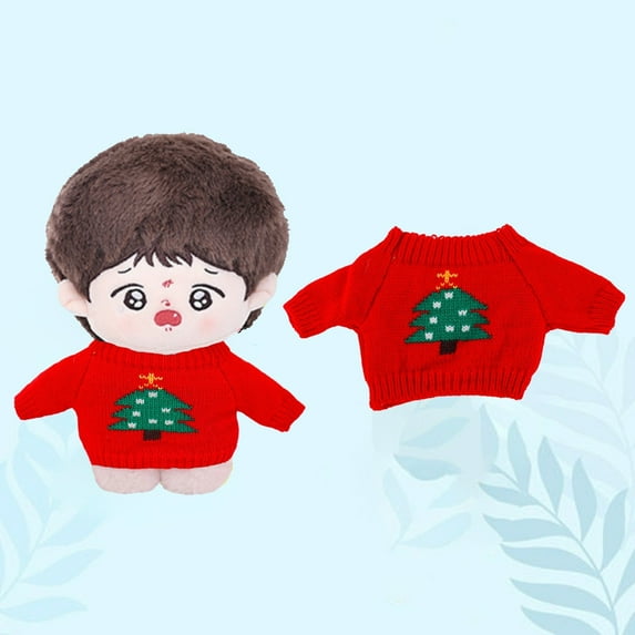 CaiTeLin Doll Sweater Outfit for 10-12 Inch Doll, Plush Toy Clothes, Soft Fabric Accessory, for Doll Dressing, Fashion Play, Collectible Display, Red
