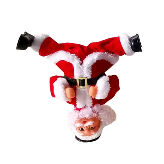 CaiTeLin Electric Dancing Santa, Upside Down Rotating Musical Doll, Plays Christmas Songs, for Tree Ornament, Gift Idea, Home and Office Festive Decor