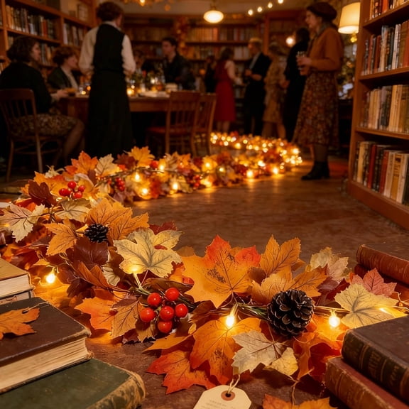 CaiTeLin Fall Decorations for Home Maple Leaf Vine Garland, Glowing LED Light Up Leaves for Thanksgiving Halloween, Artificial Greenery Swag for Mantel, Porch, Wall, Fireplace, Window, Door
