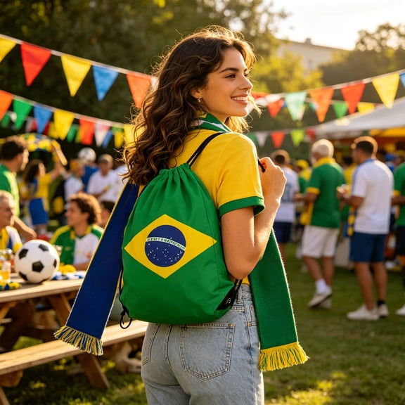 CaiTeLin Flag Drawstring Backpack For Football, Sports Sackpack With Team Print Ideal, Soccer Fan Gym Bag for Games Travel School