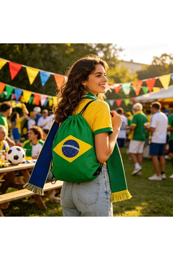 Flag Drawstring Backpack For Football, Sports Sackpack With Team Print Ideal, Soccer Fan Gym Bag for Games Travel School