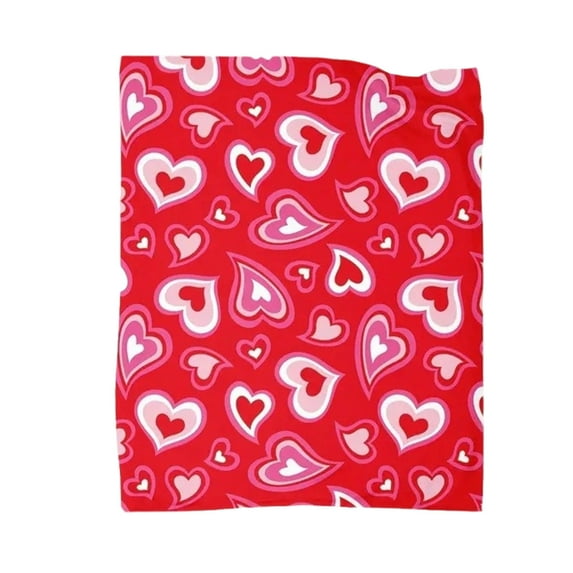 CaiTeLin Flannel Valentine Blanket, 40x50 Inch Plush Fleece, Heart Themed Design, Warm Nap Cover, For Home Car and Romantic Occasions, Pink
