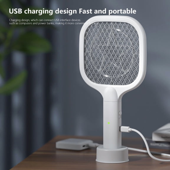 CaiTeLin Fly Swatter Electric 3000V Rechargeable Racket, 2 in 1 Bug Zapper with Purple Light, Indoor Outdoor Mosquito Killer for Home Patio, Backyard, Camping, Kitchen, Bedroom, Office